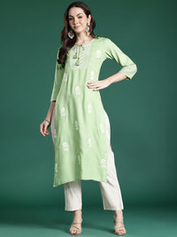 Indo Era Floral Embroidered Thread Work Kurta