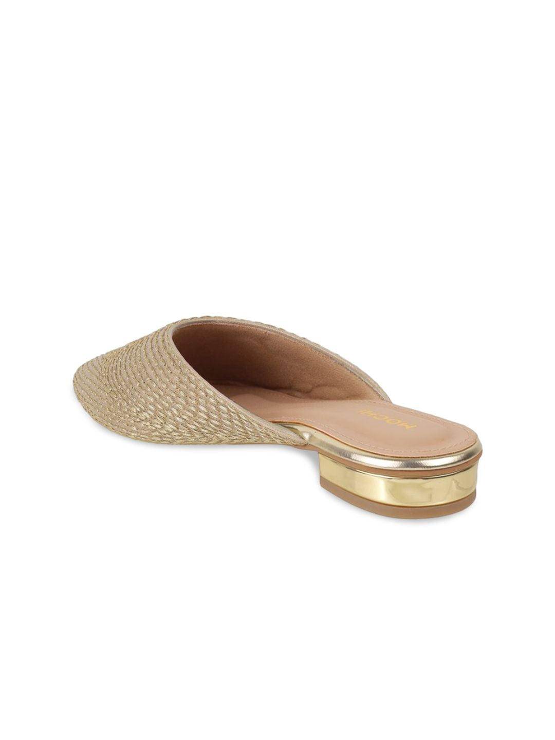 Mochi Women Woven Design Block Heel Mules