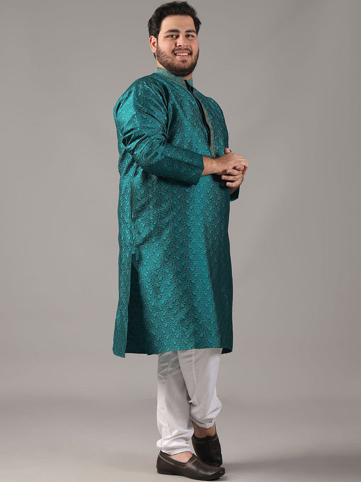 SOJANYA PLUS Saiz Besar Lelaki Motif Etnik Tenunan Rekaan Kurta Lurus Dengan Piyama