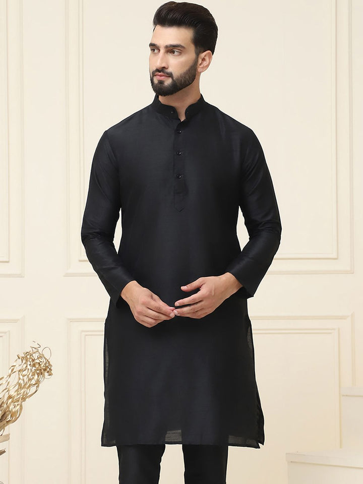 SOJANYA Kurta Campuran Sutera Padat Lelaki
