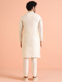KISAH Floral Woven Design Straight Kurta With Trousers