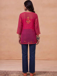 Rumah Wanita Chikankari Kerja Benang Sulam Georgette Kurta