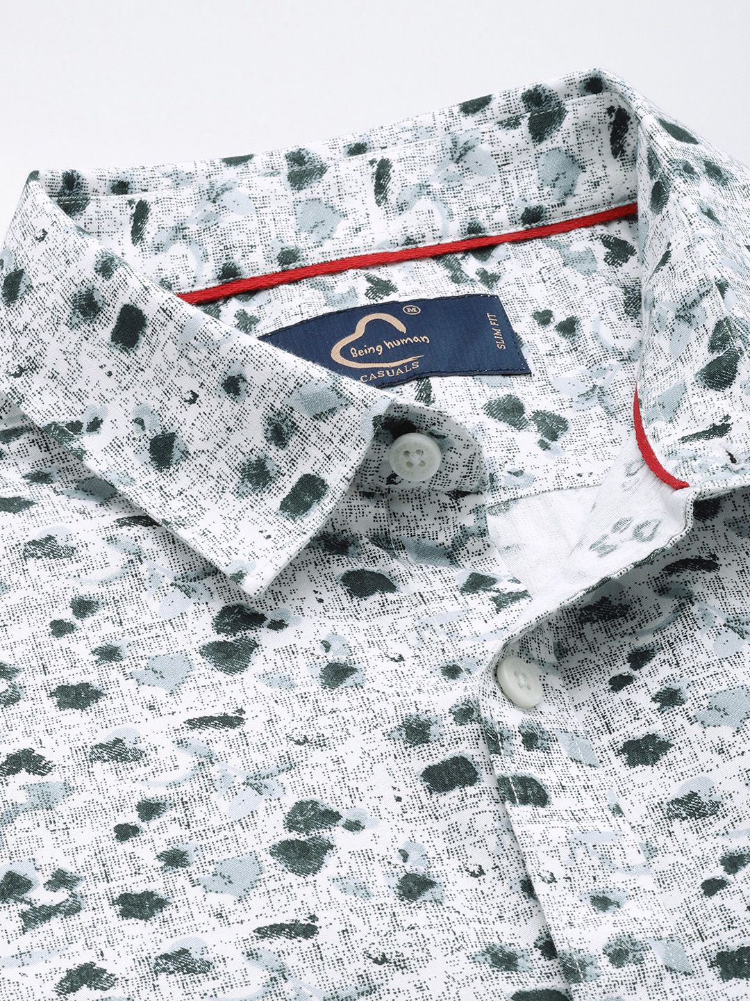 Being Human Pure Cotton Slim Fit Opaque Printed Casual Shirt