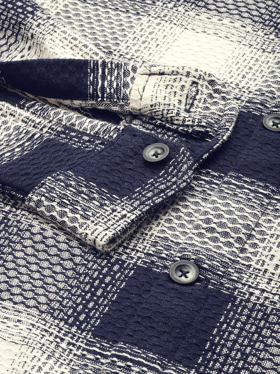 The Indian Garage Co Pure Cotton Textured Tartan Checks Casual Shirt