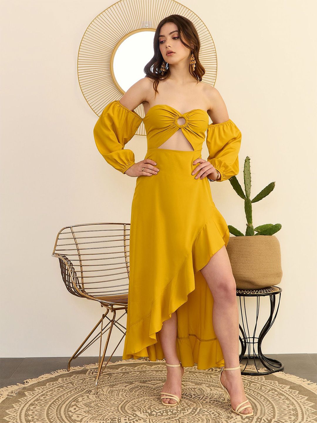 Berrylush Off-Shoulder A-Line Midi Dress