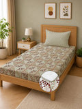 Moda Rapido X KLOTTHE Beige & Brown Geometric 400 TC Single Bedsheet with 1 Pillow Covers