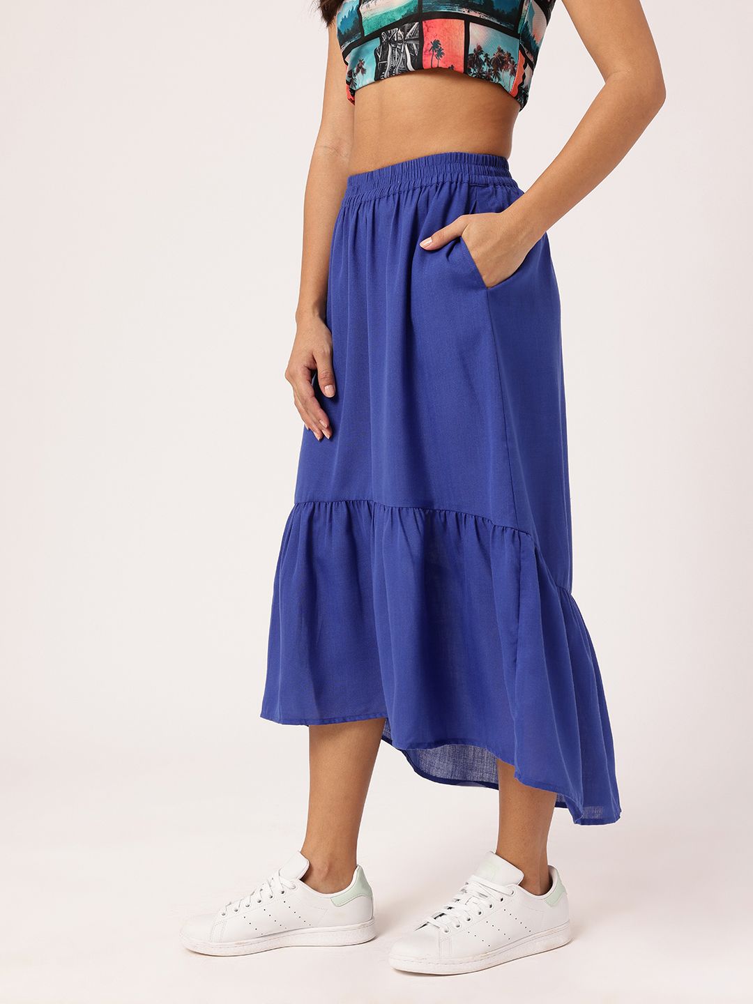 DressBerry Women Effortlessly Chic Gathered A-line Midi Skirt