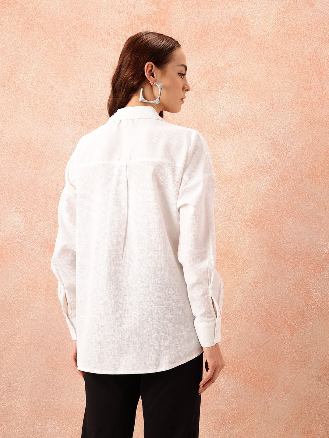 all about you Textured Oversized Casual Shirt