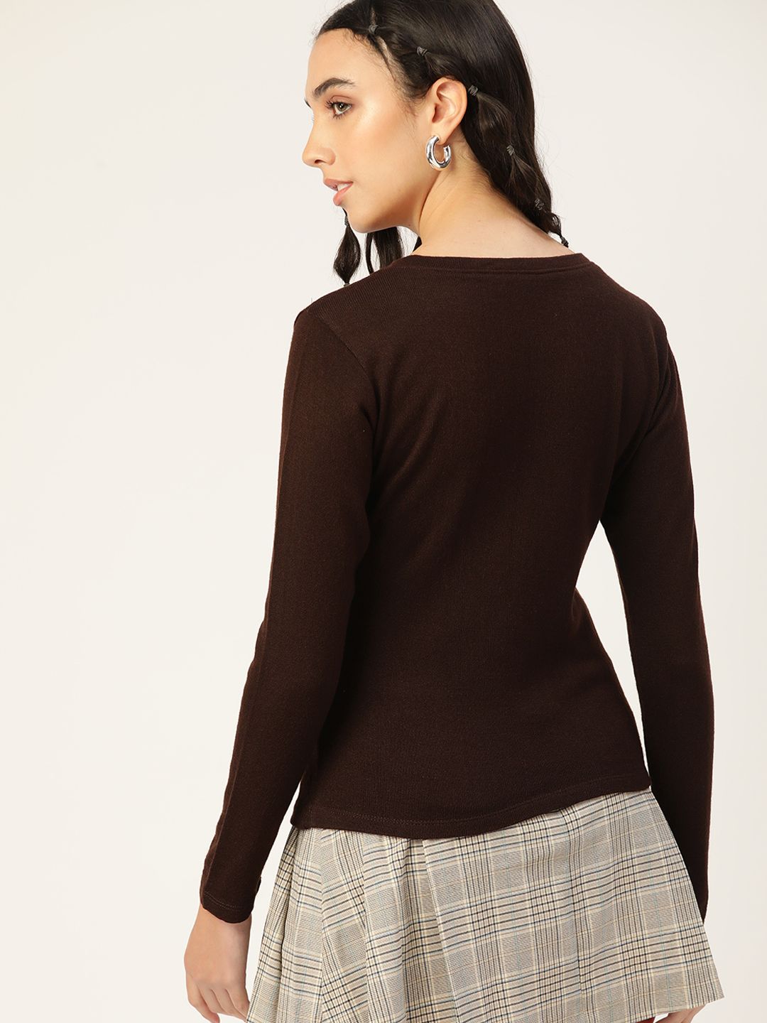 DressBerry Women Brown Solid Pullover