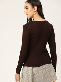 DressBerry Women Brown Solid Pullover