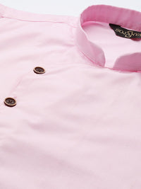 SOJANYA Men Pink Solid Straight Kurta