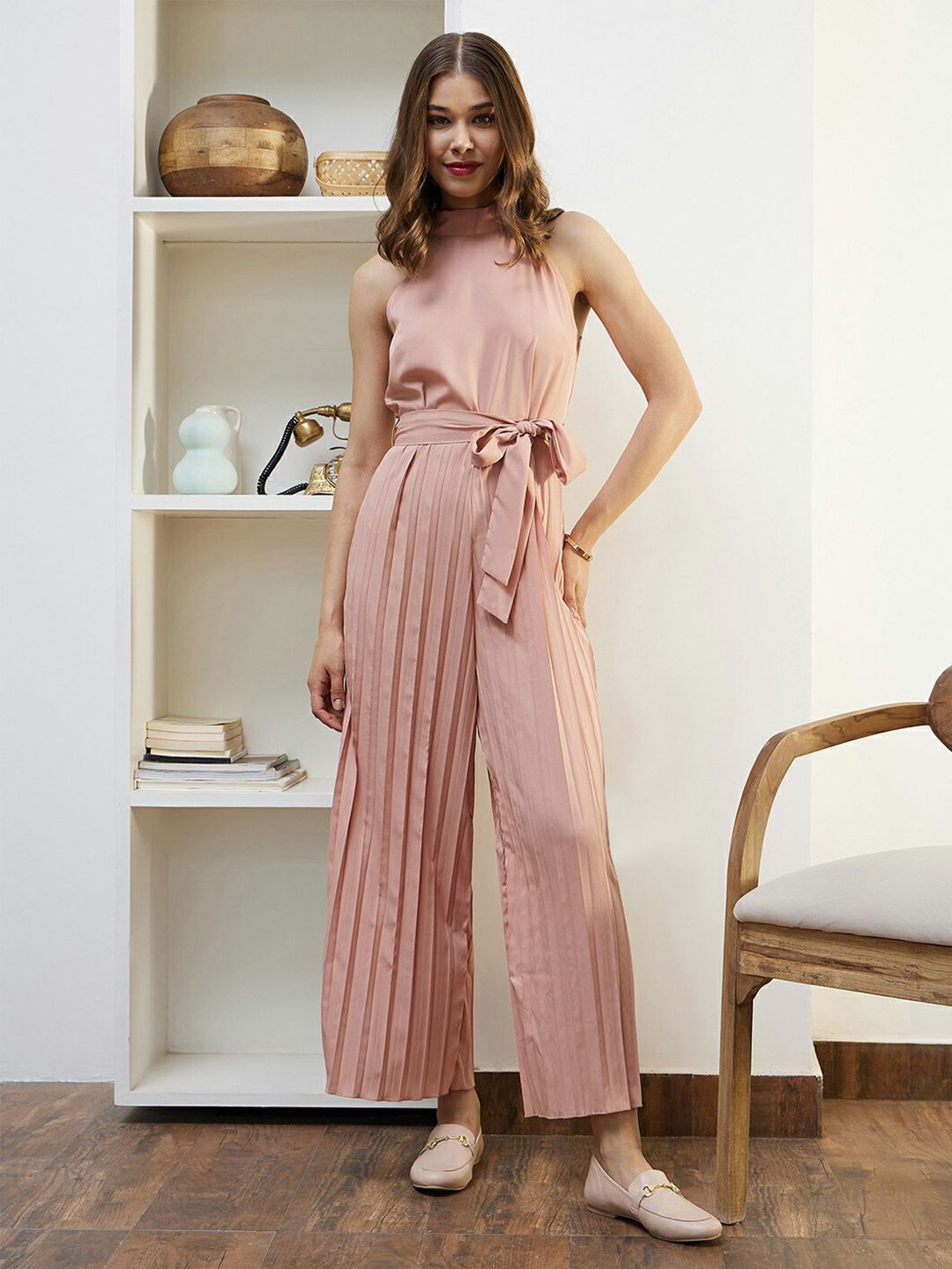 Berrylush Pink Sleeveless Culotte Jumpsuit