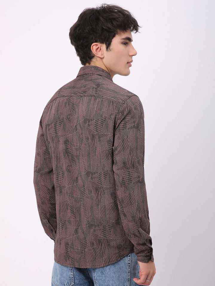VASTRADO Men Classic Slim Fit Opaque Printed Casual Shirt