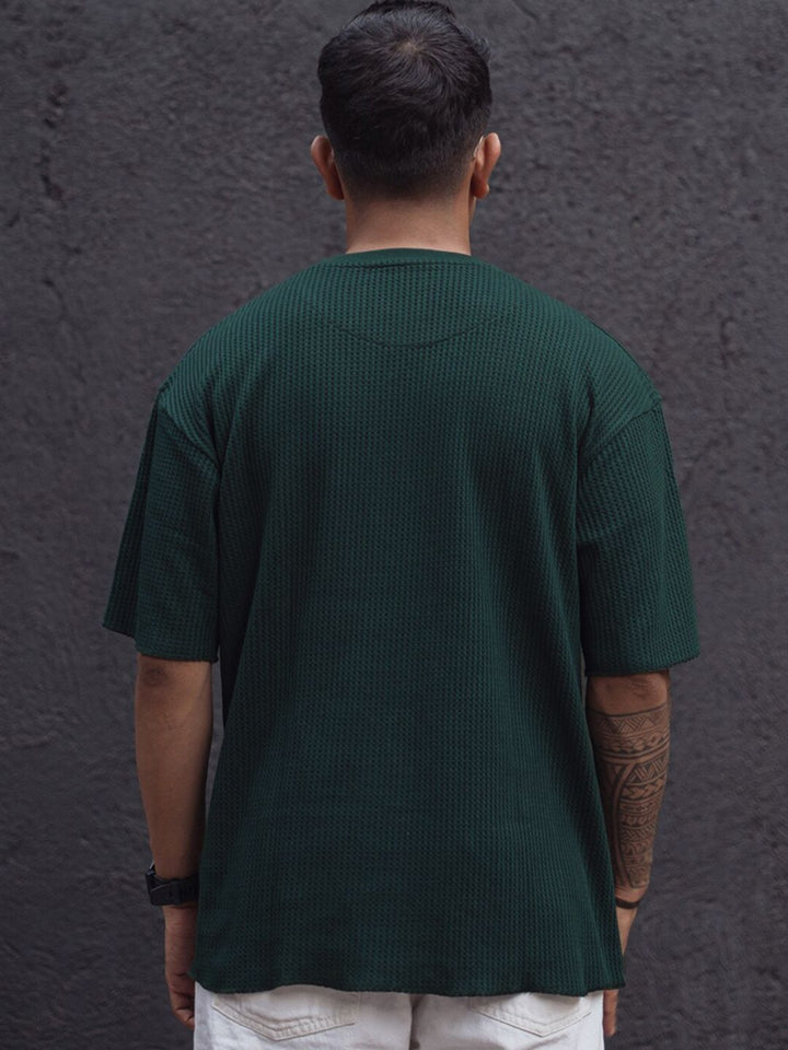 Powerlook Blue Cotton Round Neck Oversized T-shirt