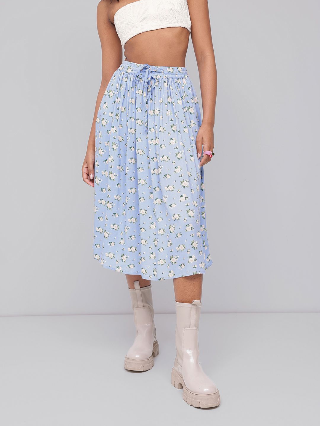 DressBerry Blooming Floral Pleated A-Line Skirt