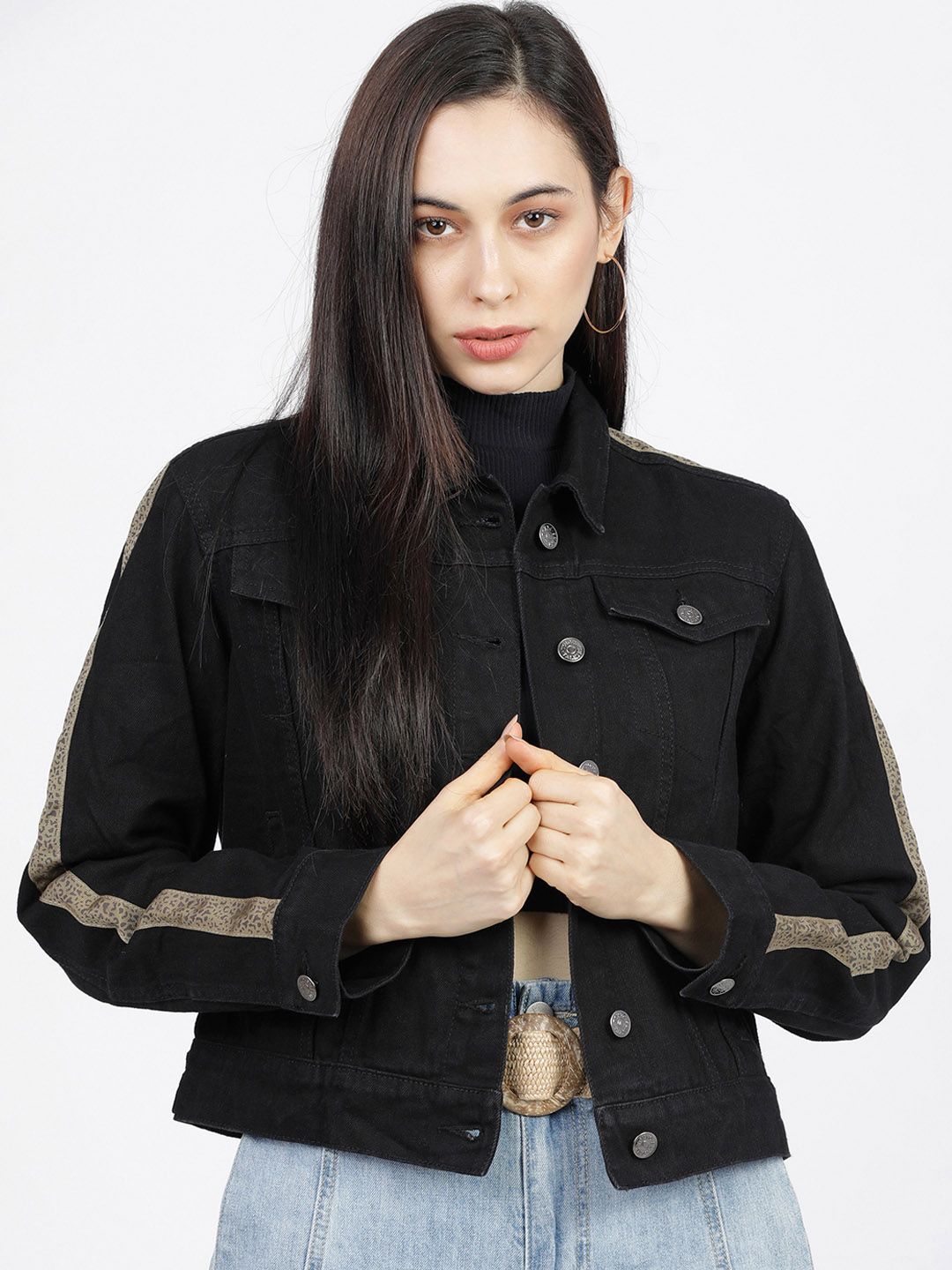 Tokyo Talkies Women Black Printed Jacket