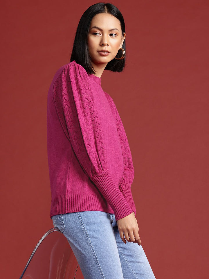 all about you Knitted Puff Sleeves Pullover