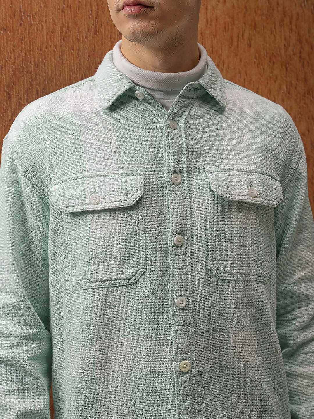 LOCOMOTIVE Premium Dobby Textured Checked Utility Pocket Overshirt