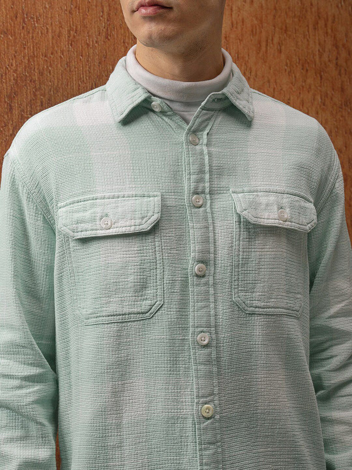 LOCOMOTIVE Premium Dobby Textured Checked Utility Pocket Overshirt