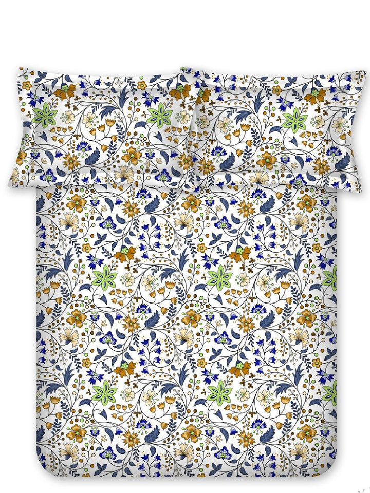 BOMBAY DYEING Cardinal Brown Floral Printed Cotton 120 TC Queen Bedsheet Set 2.54 x 2.24 m