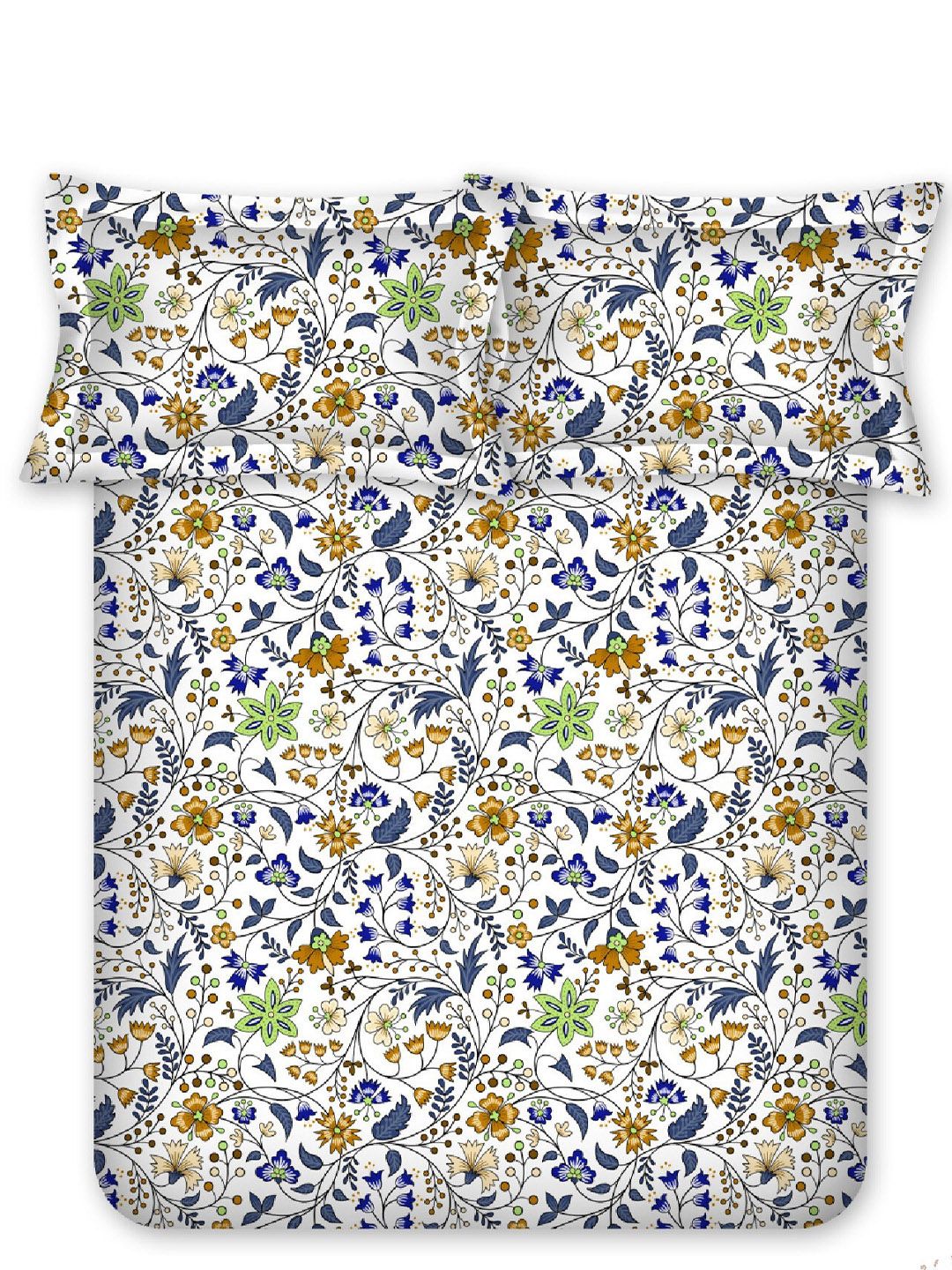 BOMBAY DYEING Cardinal Brown Floral Printed Cotton 120 TC Queen Bedsheet Set 2.54 x 2.24 m