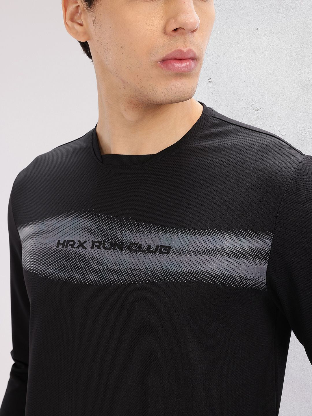 HRX by Hrithik Roshan Men Brand Logo Striped Rapid-Dry Running T-shirt