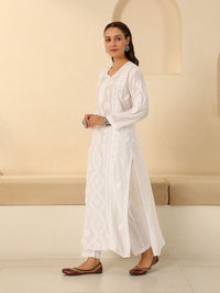 Rumah Wanita Chikankari White Muslin Chikankari Sulam Kurta