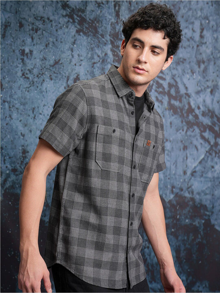 LOCOMOTIVE Checked Utility Pocket Regular Shirt
