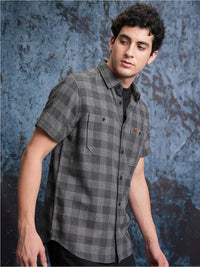 LOCOMOTIVE Checked Utility Pocket Regular Shirt