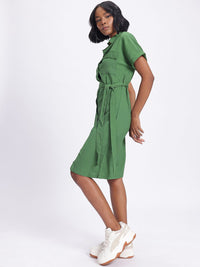 DressBerry Pastel Dreams Textured Belted Shirt Style Dress