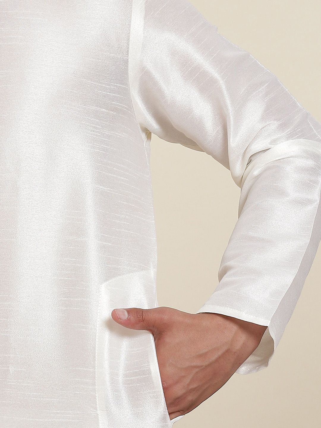 SOJANYA Mandarin Collar Straight Kurta with Pyjamas with Woven Design Nehru Jacket