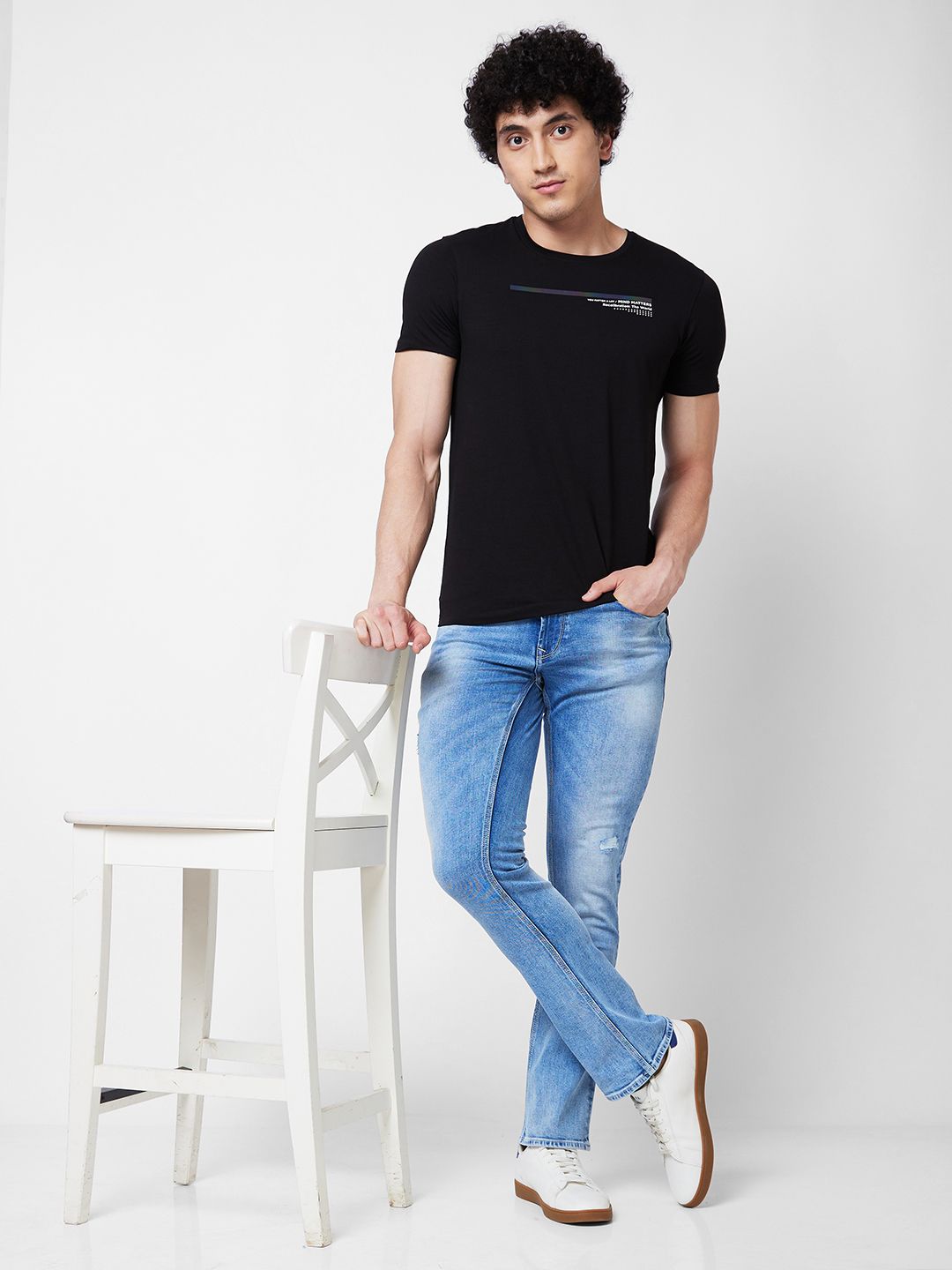 SPYKAR Typography Printed Slim Fit T-shirt