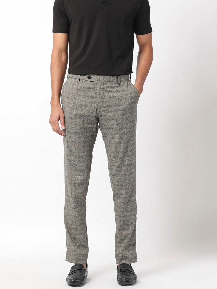 RARE RABBIT Men Vertex Mid-Rise Checked Slim Fit Trouser