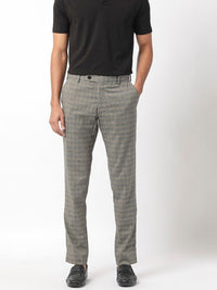 RARE RABBIT Men Vertex Mid-Rise Checked Slim Fit Trouser