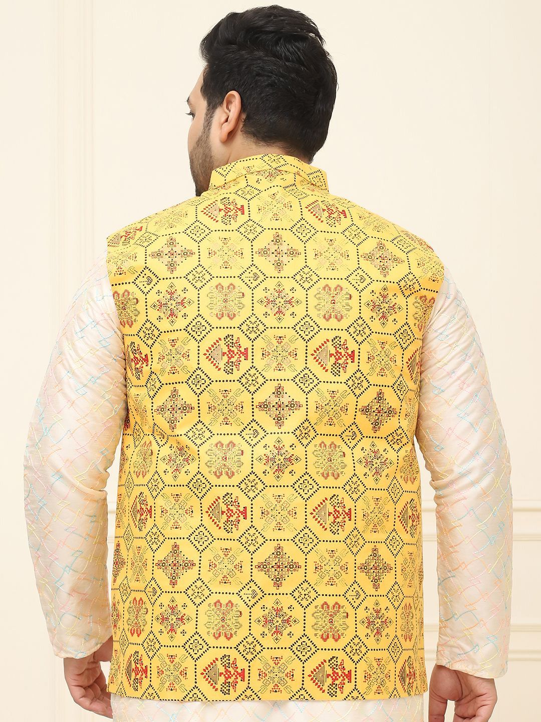 SOJANYA PLUS Men Plus Size Printed Mandarin Collar Nehru Jacket