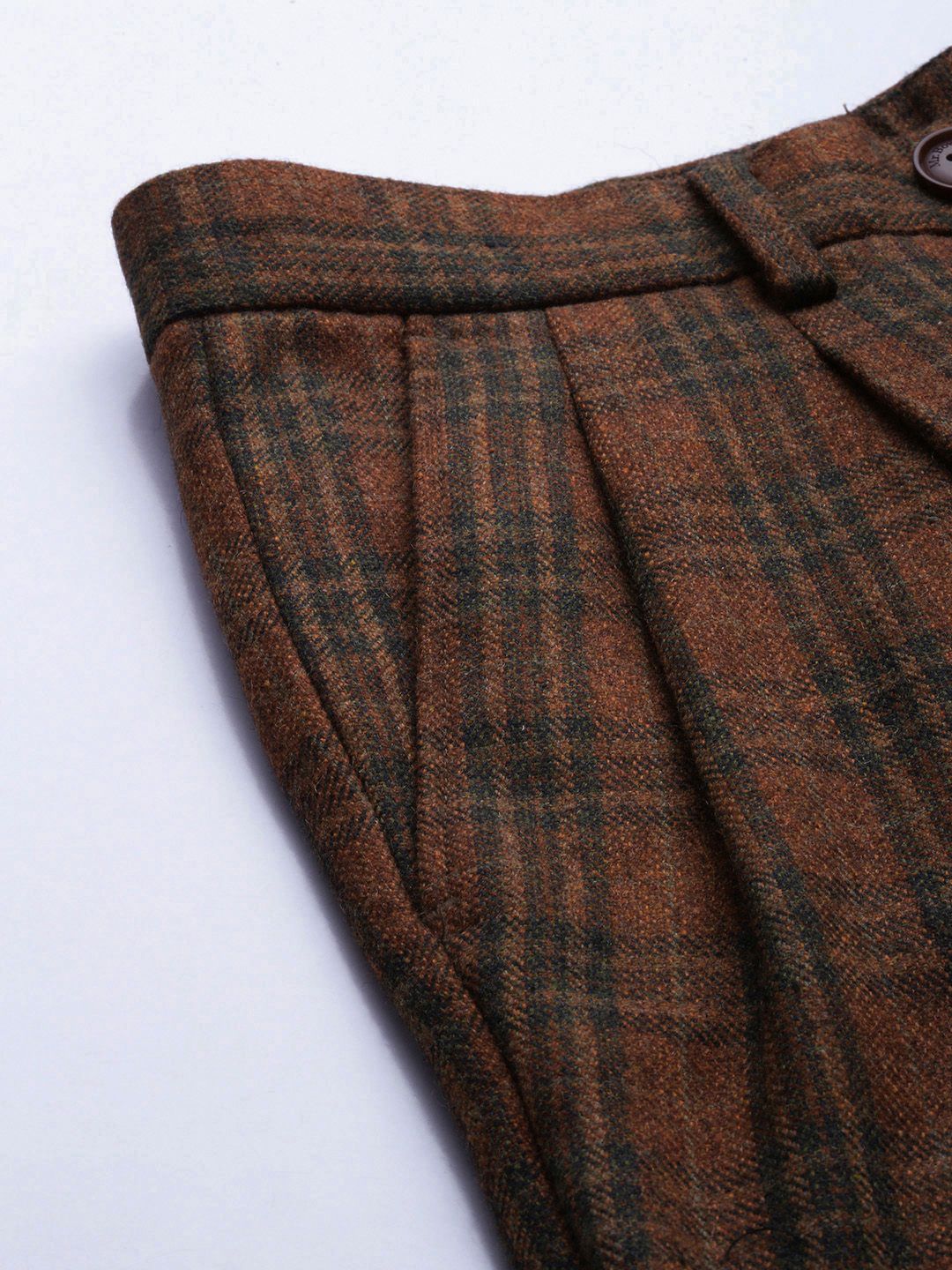 Mr Bowerbird Men Checked Tailored Pleated Trousers