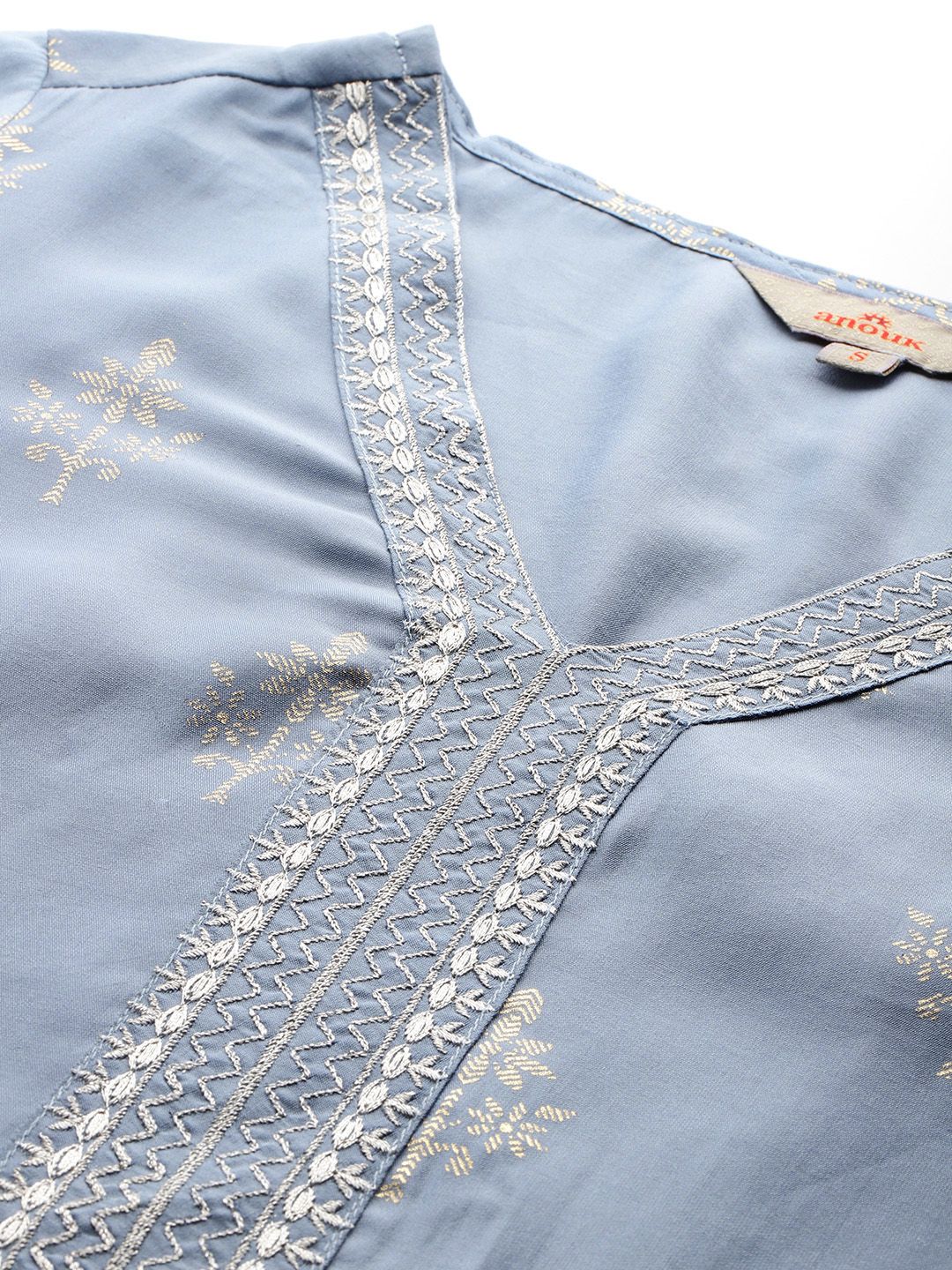 Anouk Printed Thread Work Kurta with Palazzos &  Dupatta