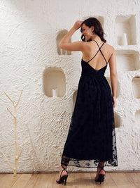 Berrylush Black V-Neck Sleeveless Maxi Dress