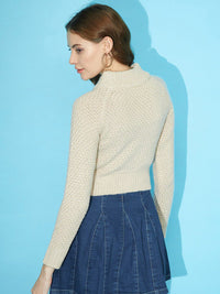 STREET 9 Cable Knit Self Design Acrylic Pullover
