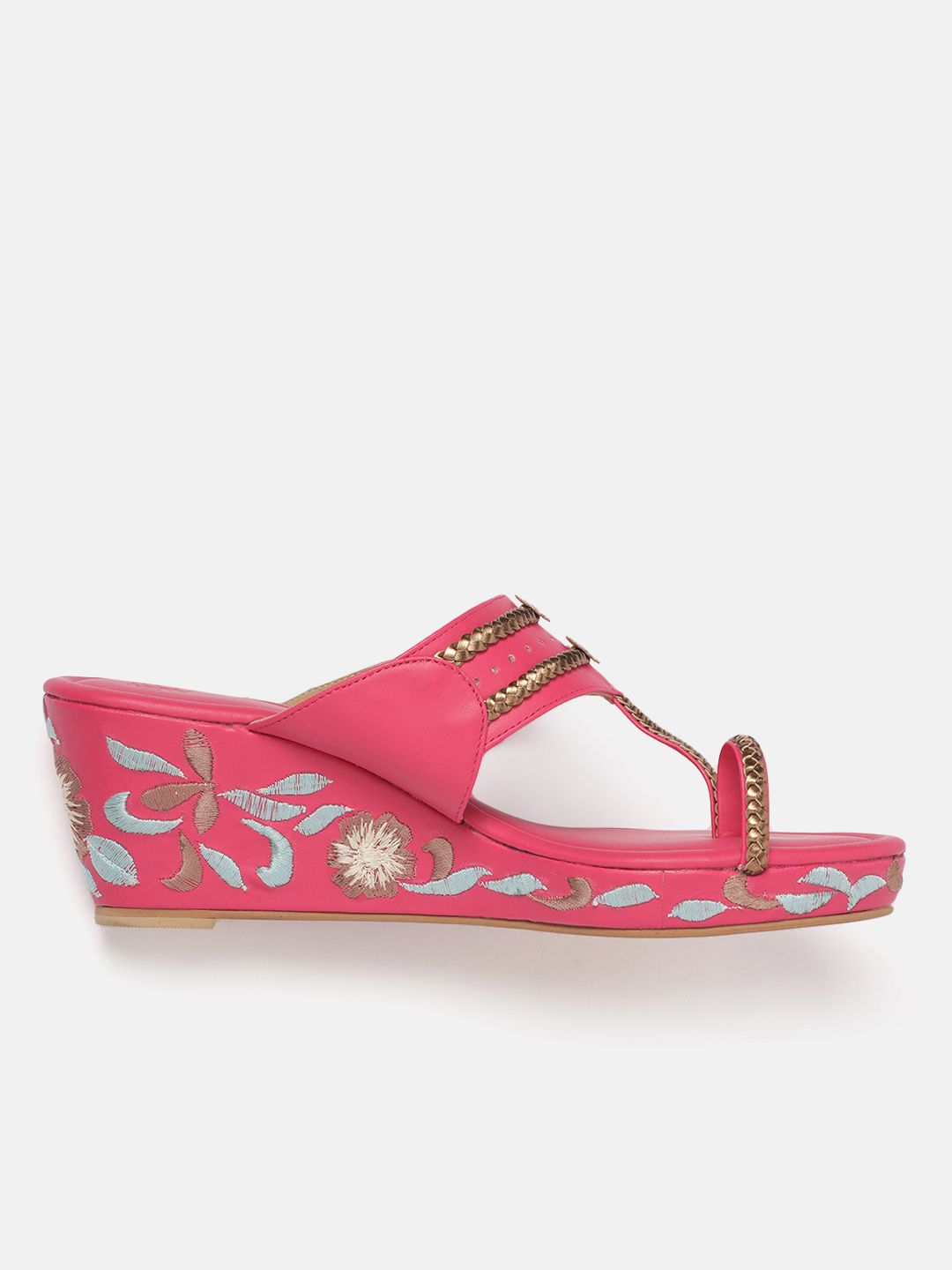 House of Pataudi Braided Floral Embroidered Wedges