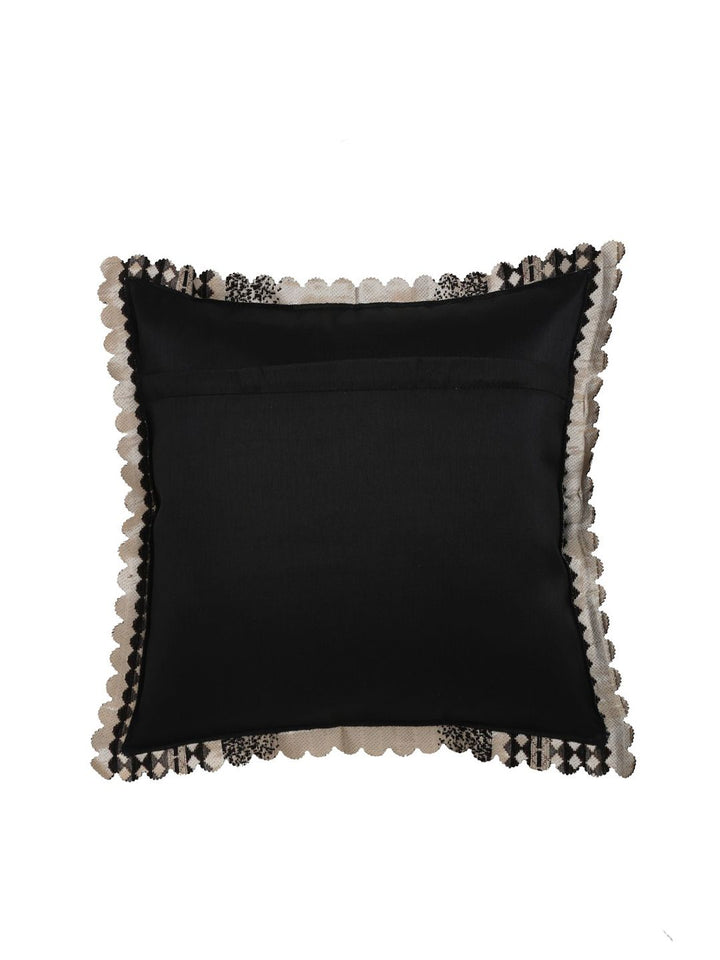 HOSTA HOMES Black & Grey Set of 2 Geometric Velvet Square Cushion Covers