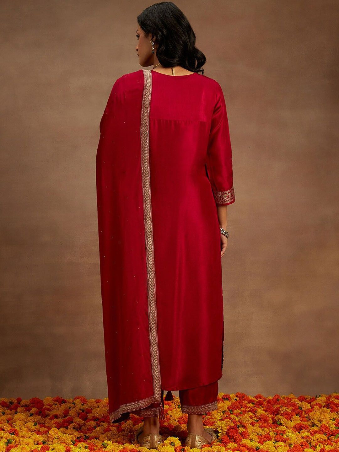Libas Ethnic Motifs Woven Design Regular Kurta with Trousers & Dupatta