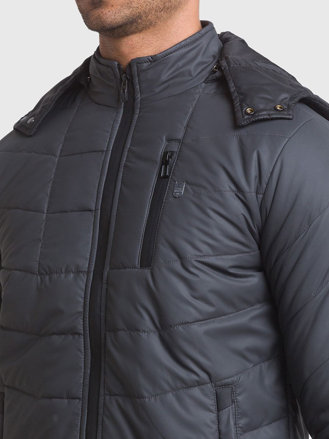 Being Human Men Grey Striped Longline Biker Jacket