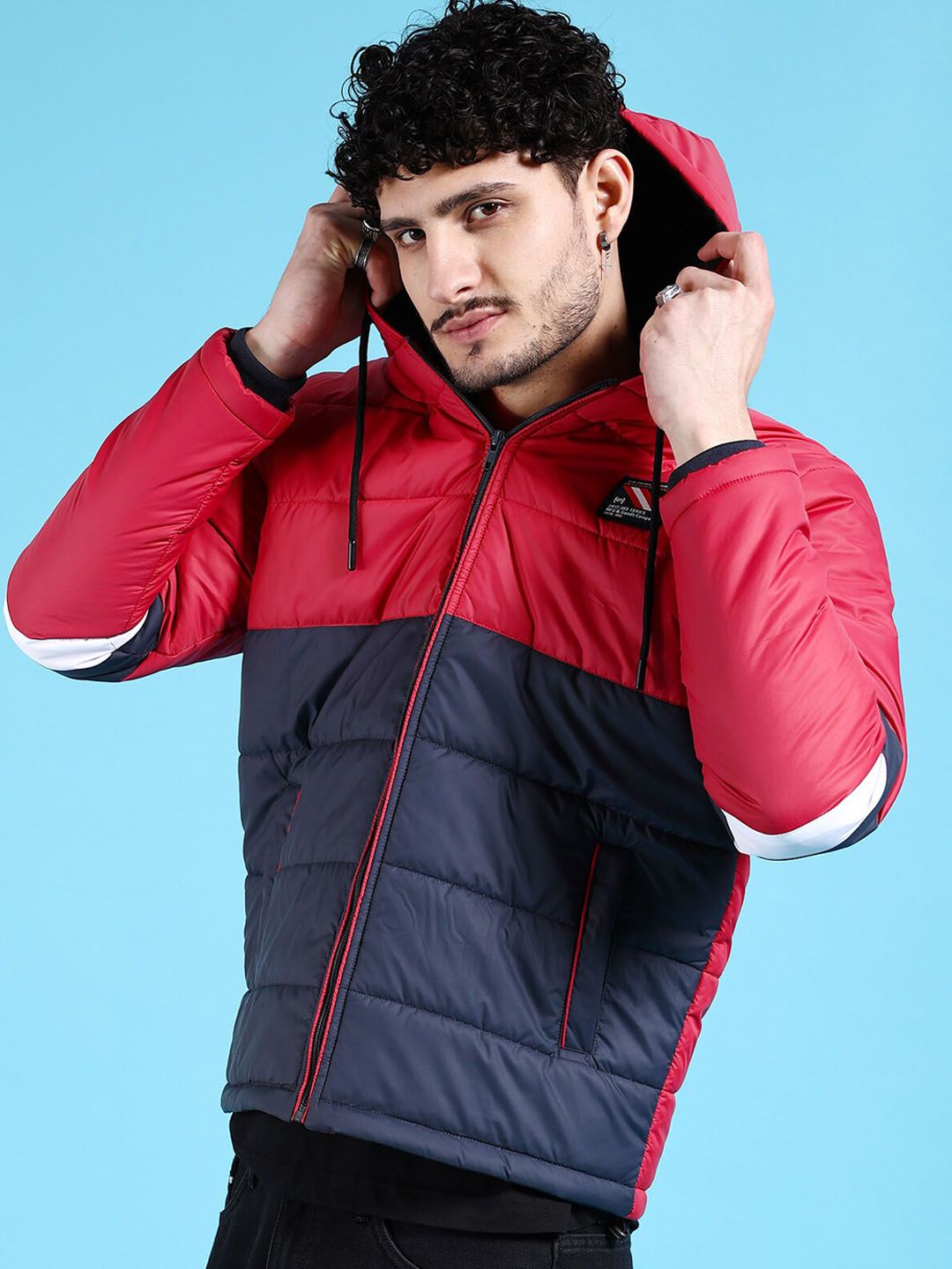 The Indian Garage Co Men Colourblock Regular Fit Puffer Jacket
