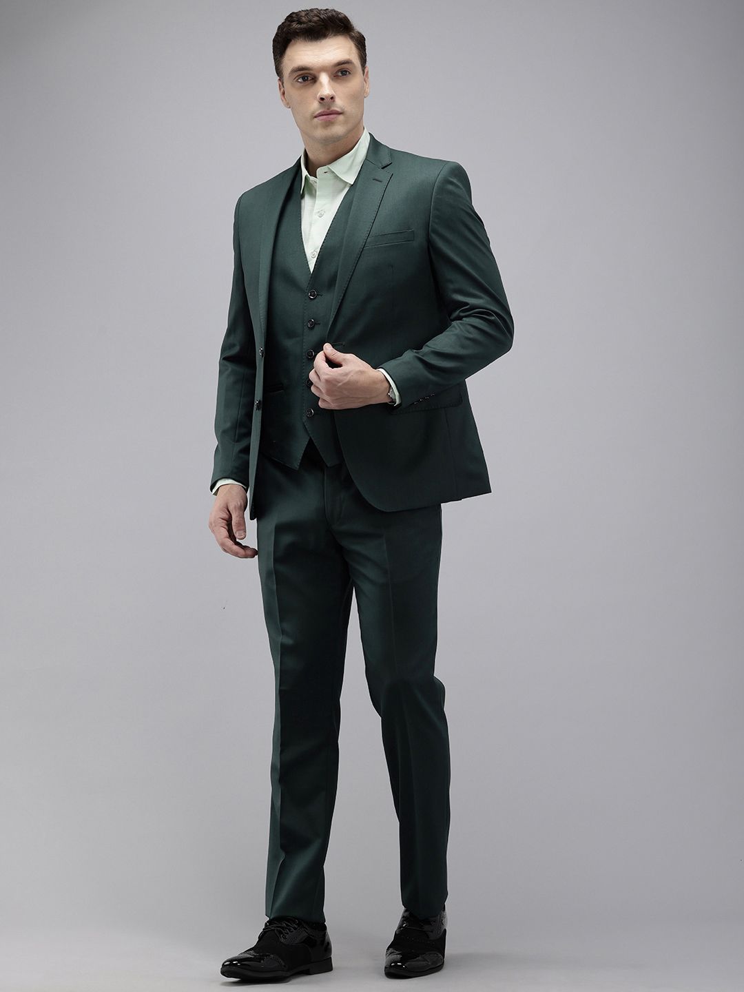 Park Avenue Super Slim Fit Notched Lapel Collar 3 Piece Formal Suit