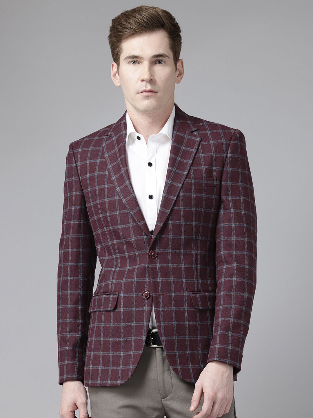 Park Avenue Checked Single-Breasted Semiformal Blazer
