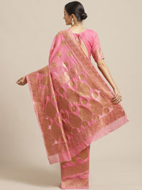 Saree mall Pink & Golden Woven Design Saree