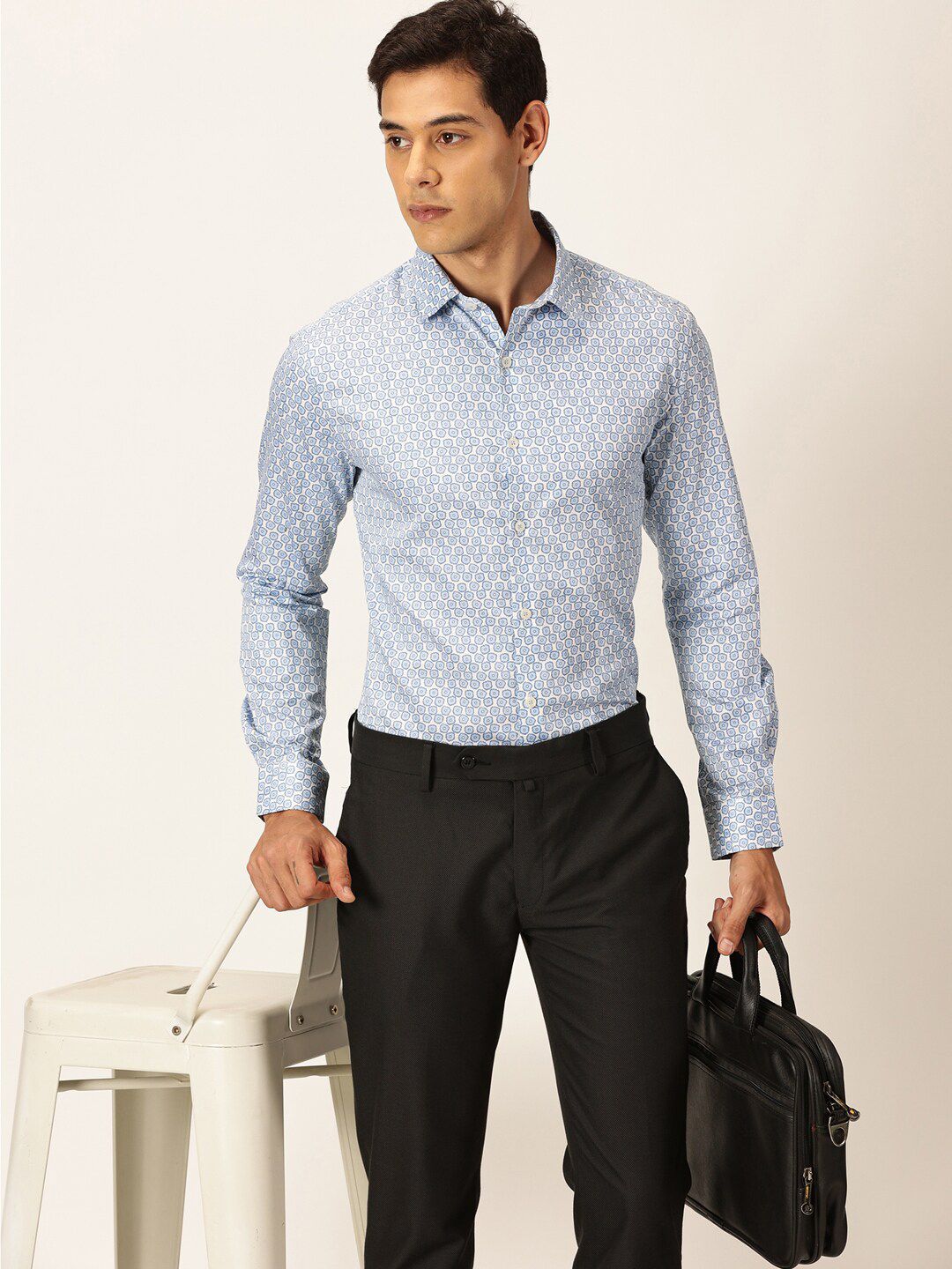 Thomas Scott Premium Smart Fit Floral Printed Cutaway Collar Cotton Formal Shirt