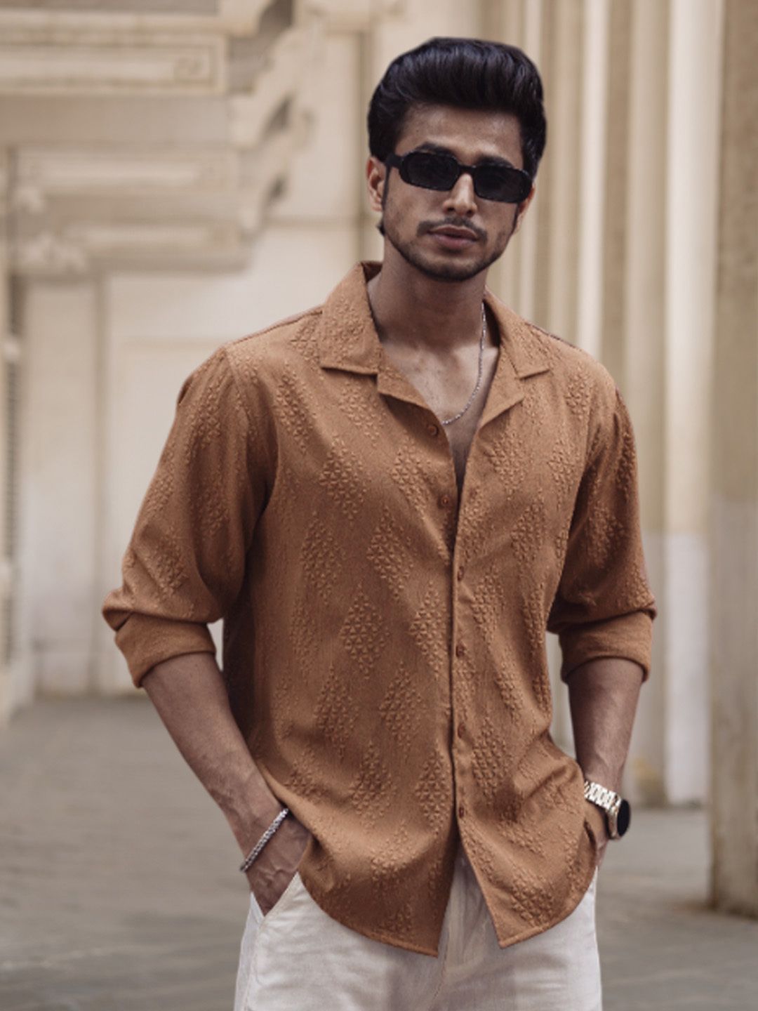 Powerlook Men Textured Opaque Regular Shirt