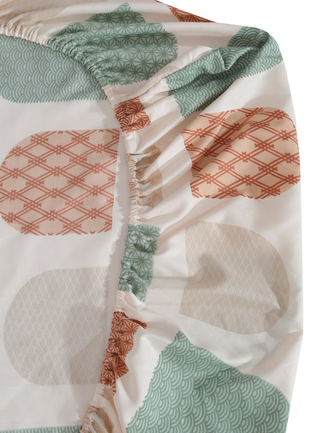 KLOTTHE Coklat Geometric Cotton 300 TC Dilengkapi Cadar Bujang Halus dengan Sarung Bantal-220 x 150 cm